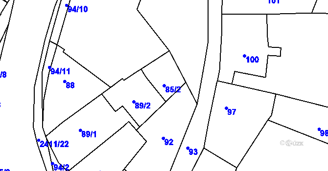 Parcela st. 85/2 v KÚ Holice v Čechách, Katastrální mapa