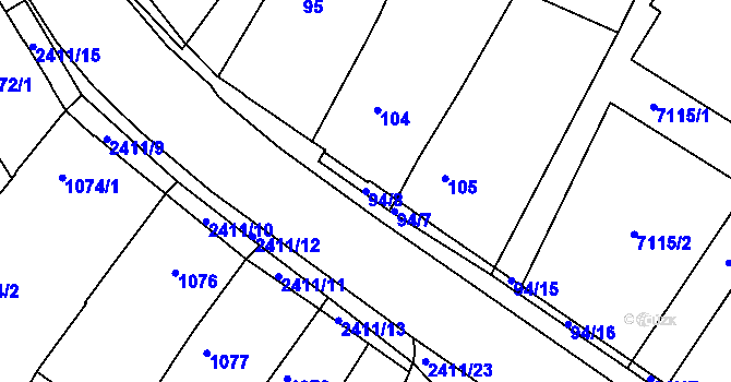 Parcela st. 94/8 v KÚ Holice v Čechách, Katastrální mapa