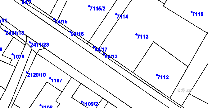 Parcela st. 94/13 v KÚ Holice v Čechách, Katastrální mapa