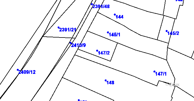 Parcela st. 147/2 v KÚ Holice v Čechách, Katastrální mapa