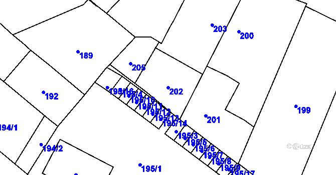 Parcela st. 202 v KÚ Holice v Čechách, Katastrální mapa