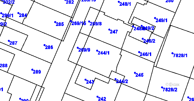 Parcela st. 244/1 v KÚ Holice v Čechách, Katastrální mapa