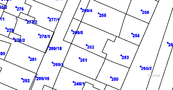 Parcela st. 252 v KÚ Holice v Čechách, Katastrální mapa
