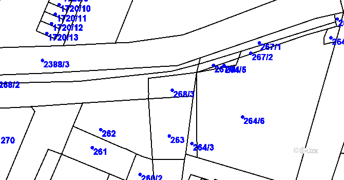 Parcela st. 268/3 v KÚ Holice v Čechách, Katastrální mapa