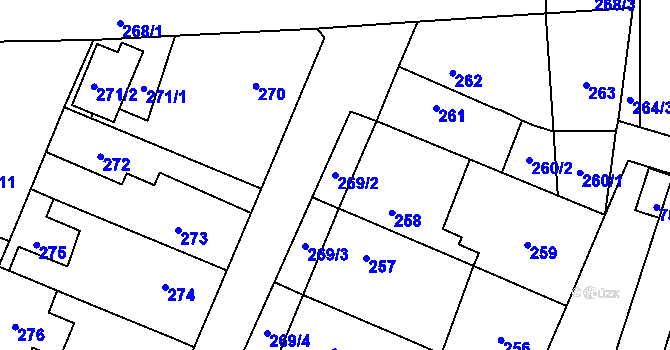 Parcela st. 269/2 v KÚ Holice v Čechách, Katastrální mapa