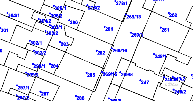 Parcela st. 282 v KÚ Holice v Čechách, Katastrální mapa