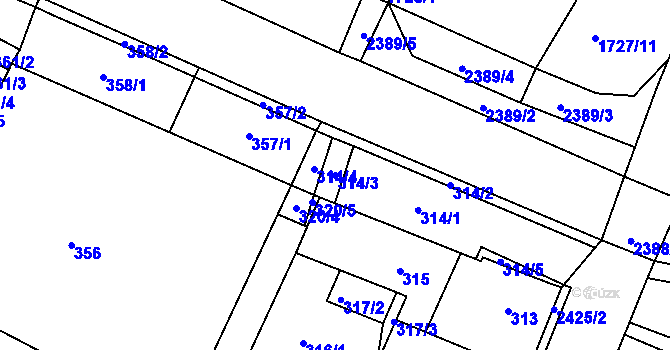 Parcela st. 314/3 v KÚ Holice v Čechách, Katastrální mapa