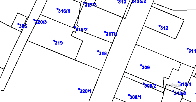 Parcela st. 318 v KÚ Holice v Čechách, Katastrální mapa