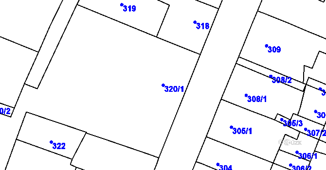 Parcela st. 320/1 v KÚ Holice v Čechách, Katastrální mapa
