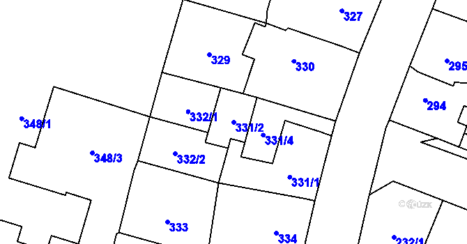 Parcela st. 331/2 v KÚ Holice v Čechách, Katastrální mapa