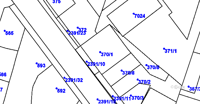 Parcela st. 370/1 v KÚ Holice v Čechách, Katastrální mapa