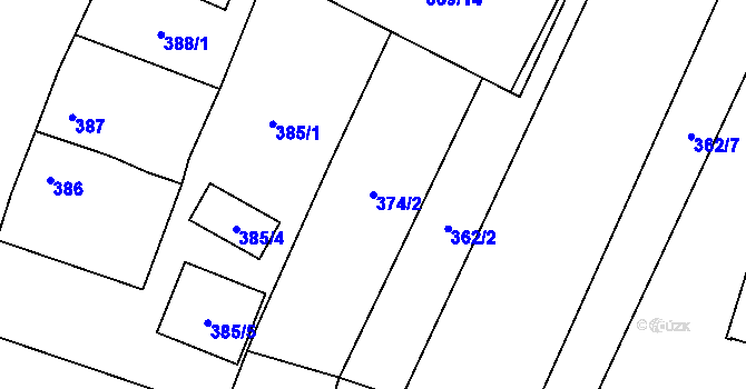 Parcela st. 374/2 v KÚ Holice v Čechách, Katastrální mapa