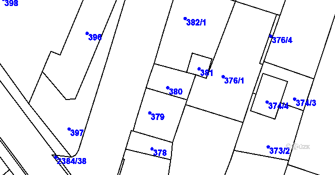 Parcela st. 380 v KÚ Holice v Čechách, Katastrální mapa
