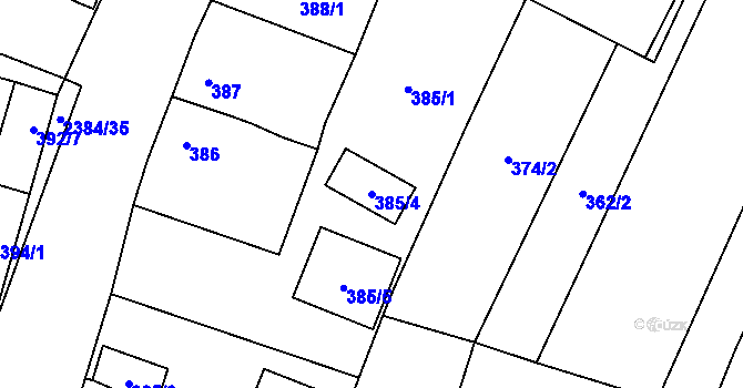 Parcela st. 385/4 v KÚ Holice v Čechách, Katastrální mapa