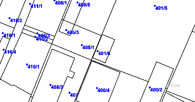 Parcela st. 401/6 v KÚ Holice v Čechách, Katastrální mapa
