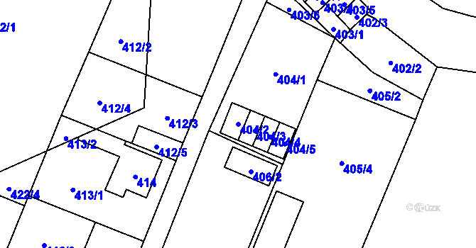 Parcela st. 404/2 v KÚ Holice v Čechách, Katastrální mapa