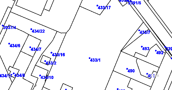 Parcela st. 433/1 v KÚ Holice v Čechách, Katastrální mapa