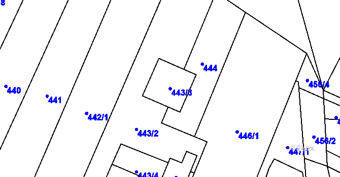 Parcela st. 443/3 v KÚ Holice v Čechách, Katastrální mapa