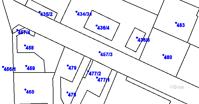 Parcela st. 457/3 v KÚ Holice v Čechách, Katastrální mapa