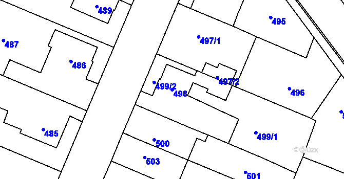 Parcela st. 498 v KÚ Holice v Čechách, Katastrální mapa