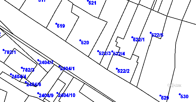 Parcela st. 522/3 v KÚ Holice v Čechách, Katastrální mapa