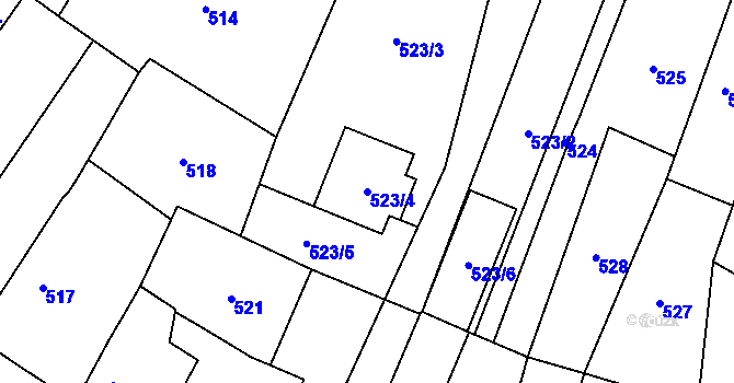 Parcela st. 523/4 v KÚ Holice v Čechách, Katastrální mapa