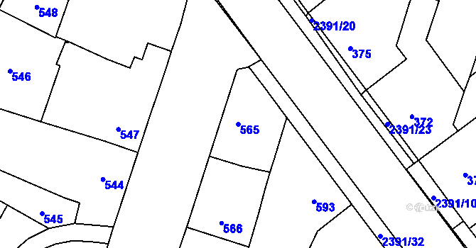 Parcela st. 565 v KÚ Holice v Čechách, Katastrální mapa