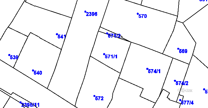 Parcela st. 571/1 v KÚ Holice v Čechách, Katastrální mapa