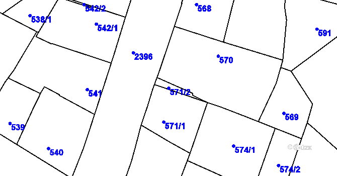 Parcela st. 571/2 v KÚ Holice v Čechách, Katastrální mapa