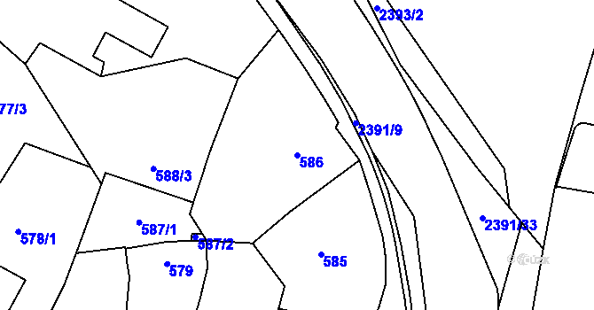 Parcela st. 586 v KÚ Holice v Čechách, Katastrální mapa
