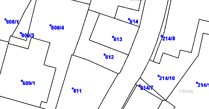 Parcela st. 612 v KÚ Holice v Čechách, Katastrální mapa