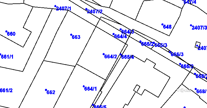 Parcela st. 664/2 v KÚ Holice v Čechách, Katastrální mapa