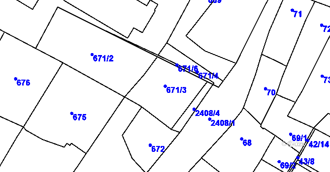 Parcela st. 671/3 v KÚ Holice v Čechách, Katastrální mapa