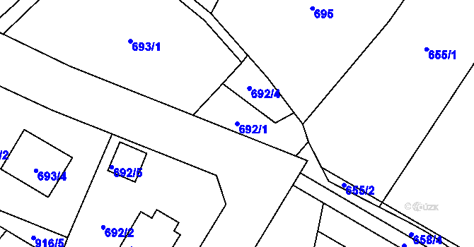 Parcela st. 692/1 v KÚ Holice v Čechách, Katastrální mapa