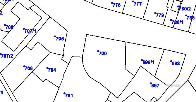 Parcela st. 700 v KÚ Holice v Čechách, Katastrální mapa