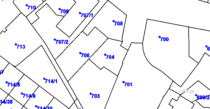 Parcela st. 704 v KÚ Holice v Čechách, Katastrální mapa
