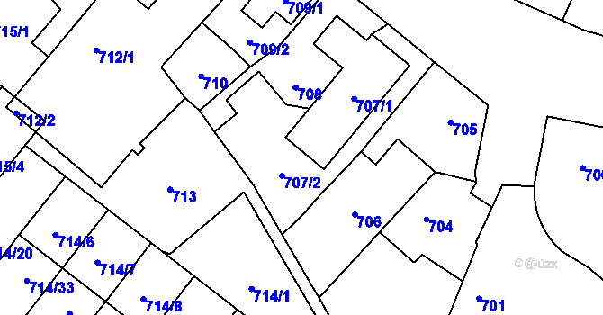 Parcela st. 707 v KÚ Holice v Čechách, Katastrální mapa
