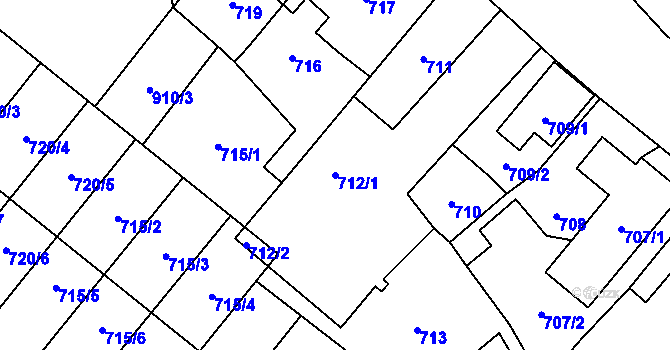 Parcela st. 712/1 v KÚ Holice v Čechách, Katastrální mapa