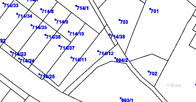 Parcela st. 714/12 v KÚ Holice v Čechách, Katastrální mapa