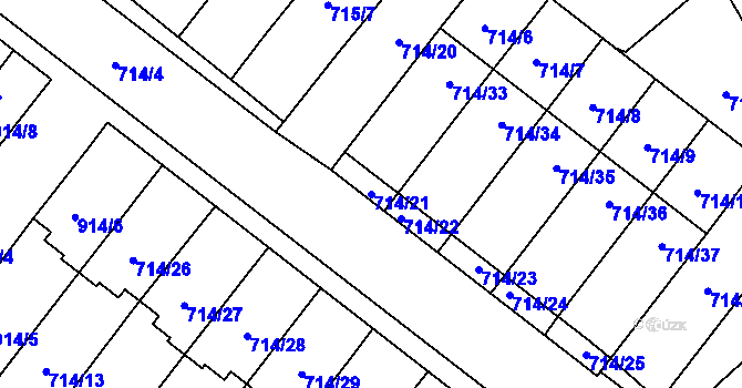 Parcela st. 714/21 v KÚ Holice v Čechách, Katastrální mapa
