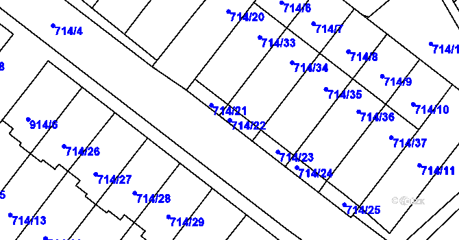 Parcela st. 714/22 v KÚ Holice v Čechách, Katastrální mapa