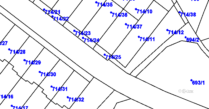 Parcela st. 714/25 v KÚ Holice v Čechách, Katastrální mapa