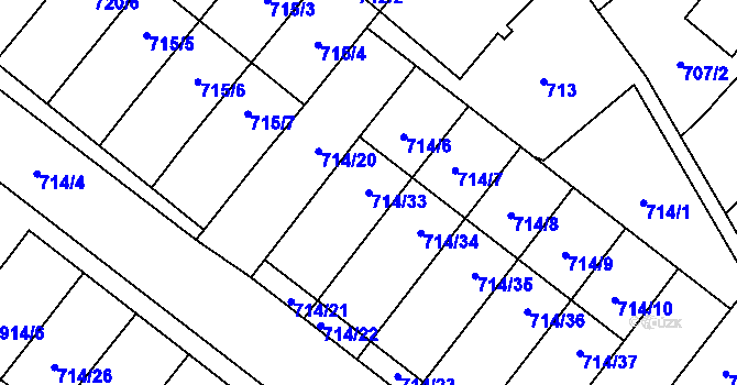 Parcela st. 714/33 v KÚ Holice v Čechách, Katastrální mapa