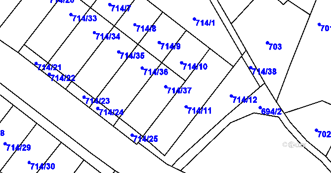 Parcela st. 714/37 v KÚ Holice v Čechách, Katastrální mapa