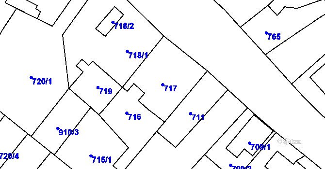 Parcela st. 717 v KÚ Holice v Čechách, Katastrální mapa