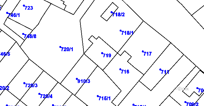 Parcela st. 719 v KÚ Holice v Čechách, Katastrální mapa