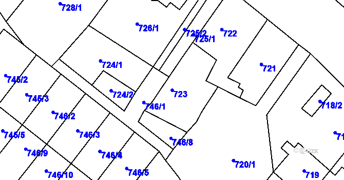 Parcela st. 723 v KÚ Holice v Čechách, Katastrální mapa