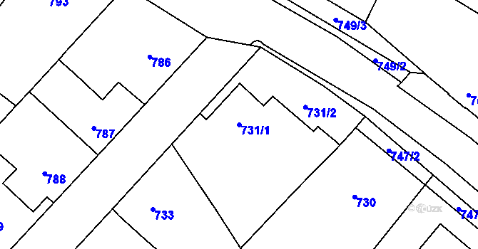 Parcela st. 731/1 v KÚ Holice v Čechách, Katastrální mapa