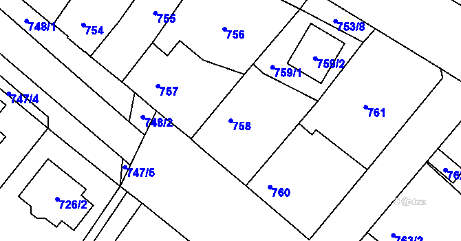 Parcela st. 758 v KÚ Holice v Čechách, Katastrální mapa