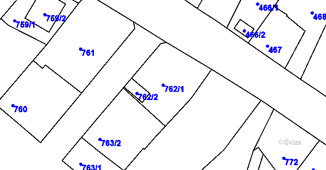 Parcela st. 762/1 v KÚ Holice v Čechách, Katastrální mapa